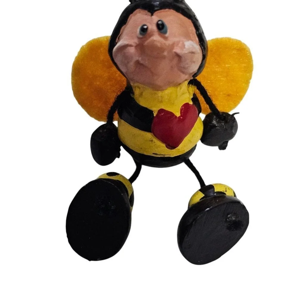 Whimsical‎ Bee Pin Brooch Figurine with Heart Accent - Cute Lapel Pin